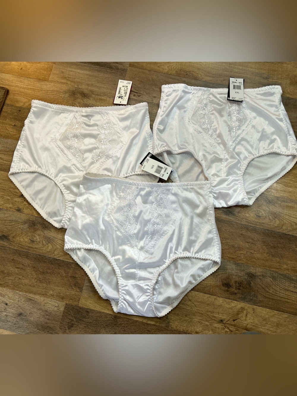 Lot 3 NWT White Shapewear Briefs 2XL XXL Lace Control Panties